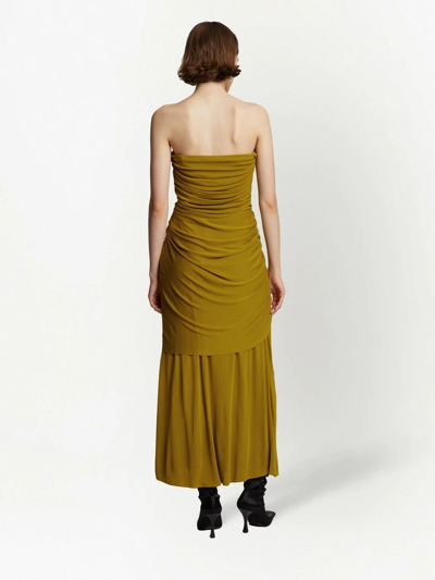 Shop Proenza Schouler Bustier-neckline Draped Dress In Green