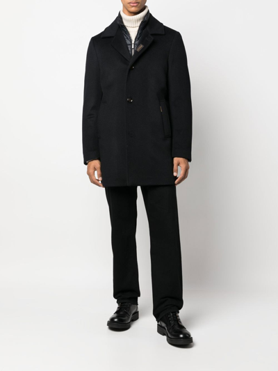 Moorer Buttoned-up Single-breasted Coat In 蓝色
