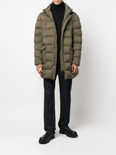 Shop Herno Padded Hooded Down Jacket In Green