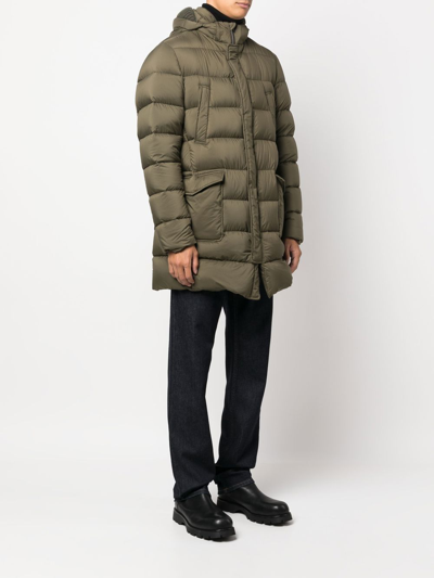 Shop Herno Padded Hooded Down Jacket In Green