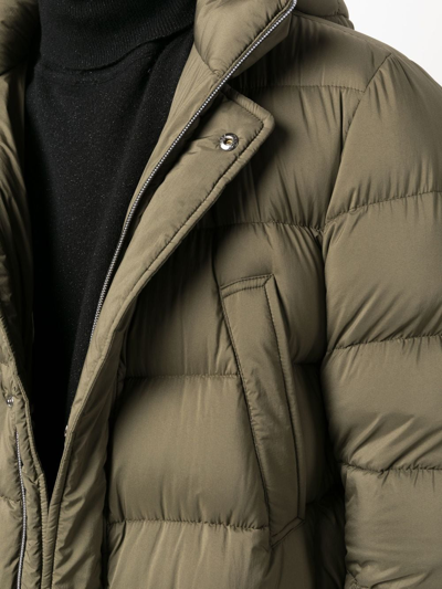 Shop Herno Padded Hooded Down Jacket In Green