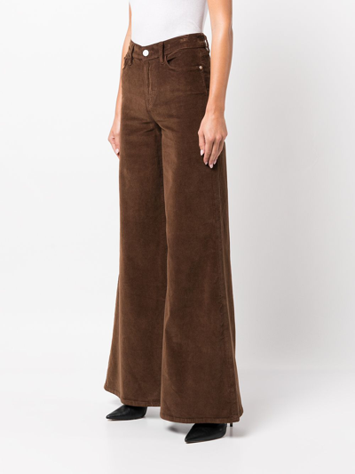 Shop Frame Le Palazzo Wide-leg Trousers In 褐色