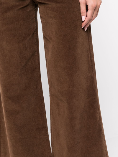 Frame Le Palazzo Wide-leg High-rise Cotton-blend Trousers In 褐色