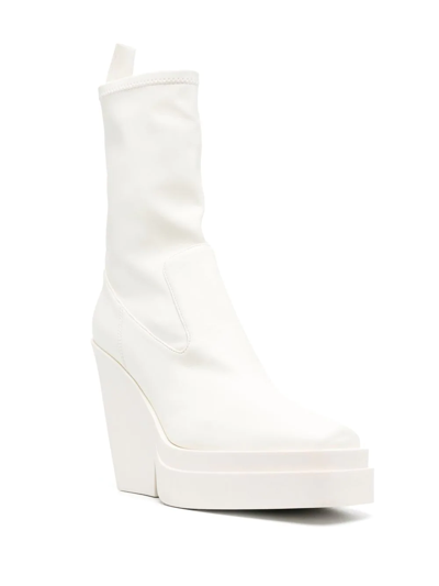 Gia Borghini Stiefeletten Texan Aus Synthetischem Weissem Leder In 白色