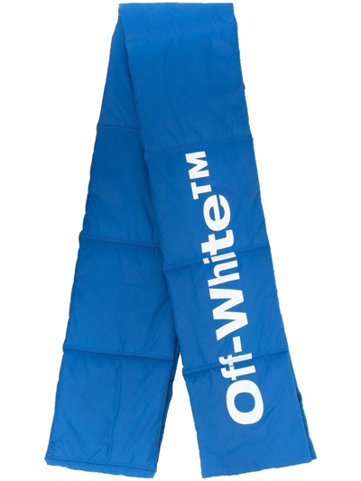 Shop Off-white Logo-print Padded Scarf In 蓝色