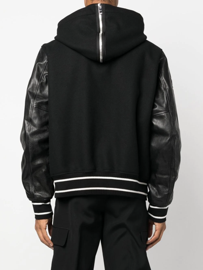 Shop Givenchy Raised-logo Hooded Varsity Jacket In Black