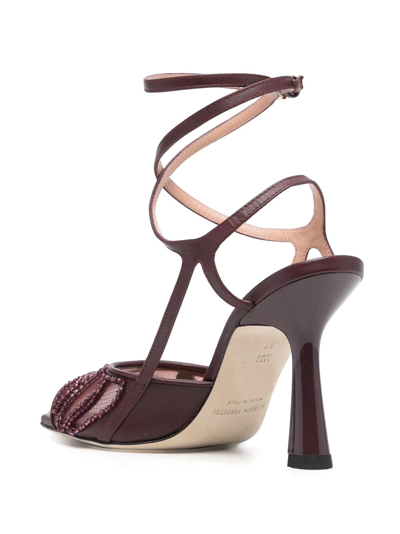 Shop Alberta Ferretti 100mm Embellished Square-toe Sandals In 红色