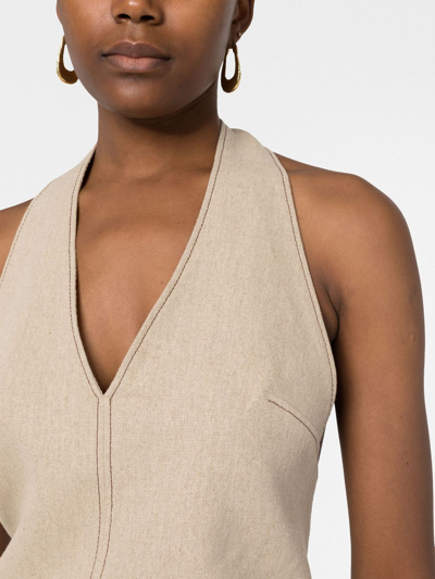 Jacquemus Le Haut Linu Linen Halter Top In 中性色