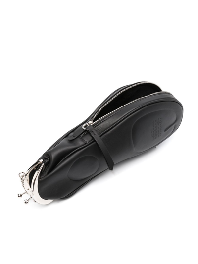 Shop Maison Margiela Tabi Leather Crossbody Bag In Black