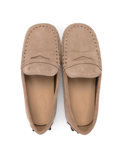 Shop Tod's Slip-on Suede Loafers In Brown