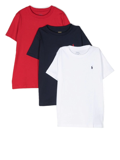 Shop Ralph Lauren Logo-embroidered T-shirt Set (set Of Three) In 红色