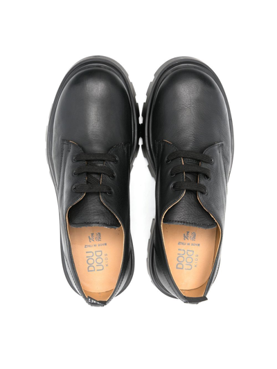 Shop Douuod Lace-up Leather Shoes In Black