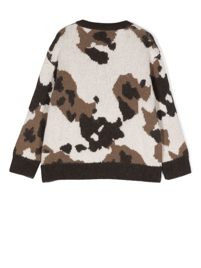 Shop Douuod Wool-blend Abstract-print Jumper In 中性色