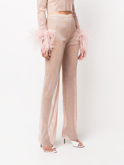 Shop Santa Brands Sheer Rhinestone-embellished Trousers In Pink