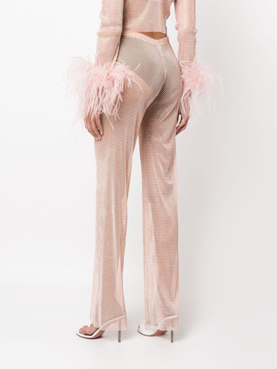 Santa Shimmering High-waisted Straight Leg Trousers In Pink