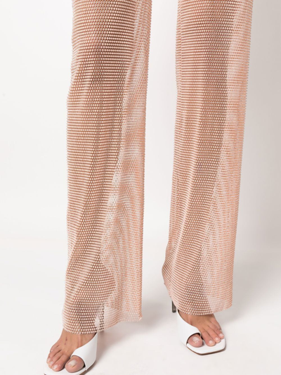 Santa Shimmering High-waisted Straight Leg Trousers In Pink