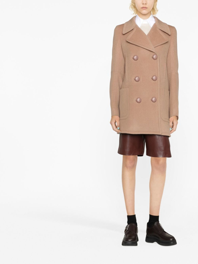 Stella Mccartney Double-breasted Wool Coat In 中性色