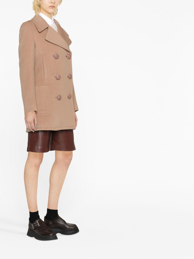 Stella Mccartney Double-breasted Wool Coat In 中性色