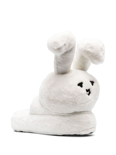 Shop Natasha Zinko Faux-fur Bunny Slippers In 白色