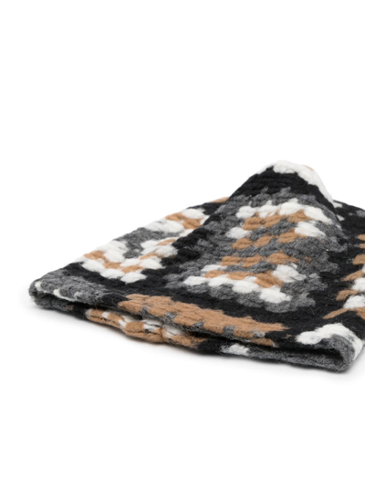 Shop Douuod Crochet-knit Wool-blend Beanie In 黑色