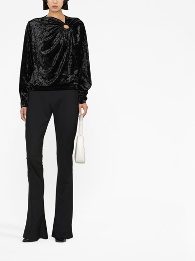 Isabel Marant Gudellia Puff-sleeve Velvet Top In 黑色
