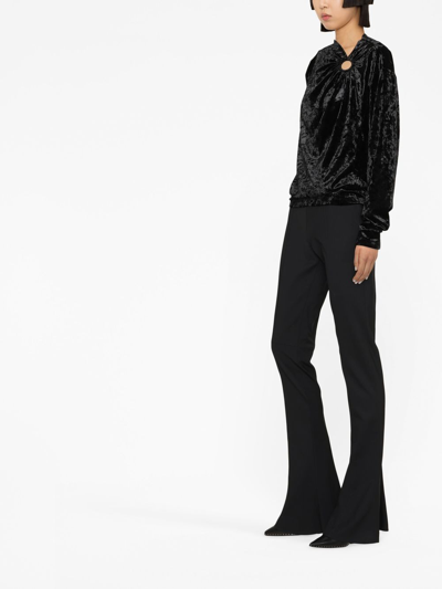 Shop Isabel Marant Crushed-velvet Long-sleeve Top In 黑色