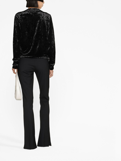 Shop Isabel Marant Crushed-velvet Long-sleeve Top In 黑色