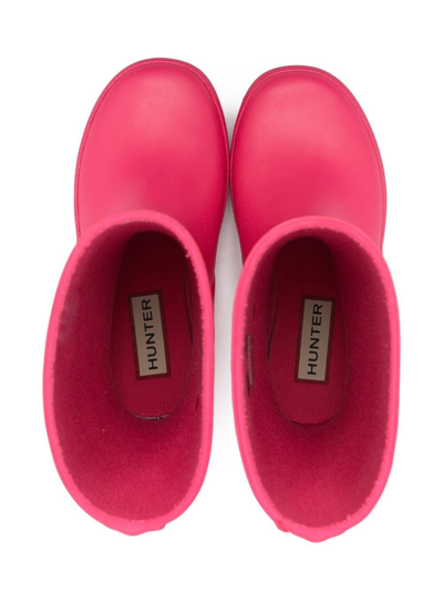 Hunter Logo-patch Rain Boots In 粉色