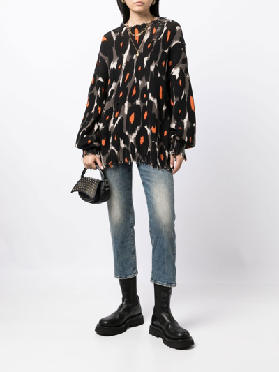 R13 Faded Cropped Jeans In Blue