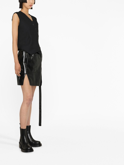 Shop Rick Owens Drkshdw Slit-detailed Faux Leather Miniskirt In 黑色