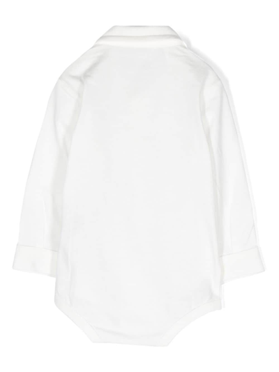 Shop Il Gufo Button-up Point-collar Bodysuit In 白色
