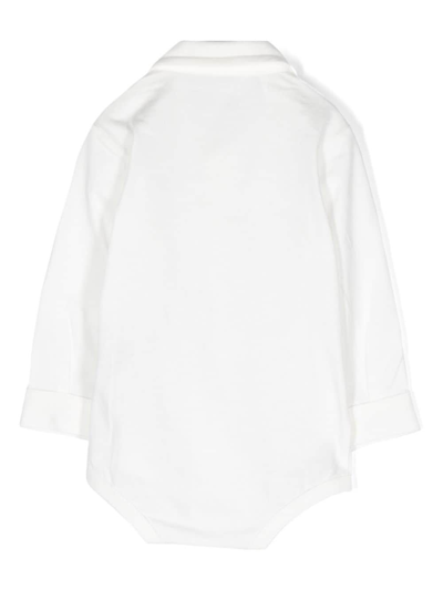 Il Gufo Button-up Point-collar Bodysuit In 白色