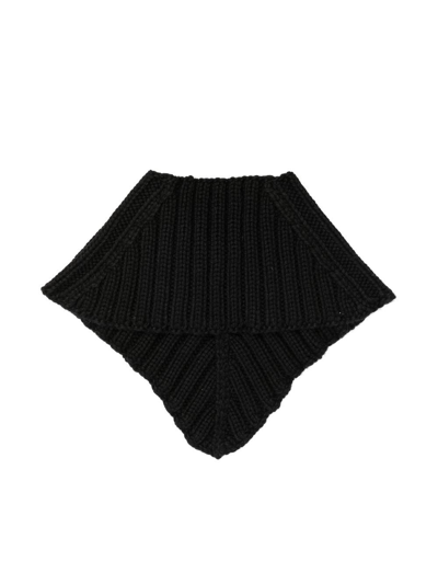 Shop Jil Sander Ribbed-knit Collar Scarf In Black