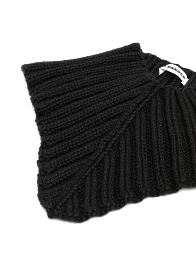 Shop Jil Sander Ribbed-knit Collar Scarf In Black