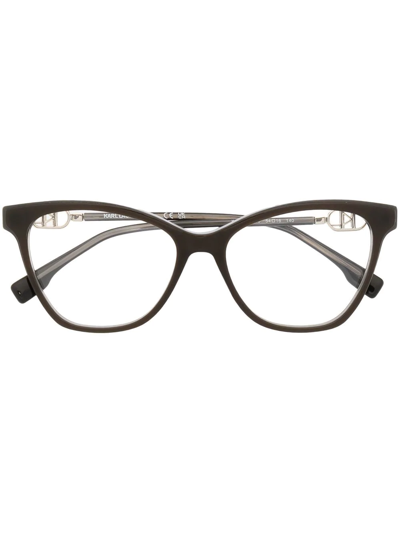 Shop Karl Lagerfeld Logo-plaque Cat-eye Glasses In 褐色