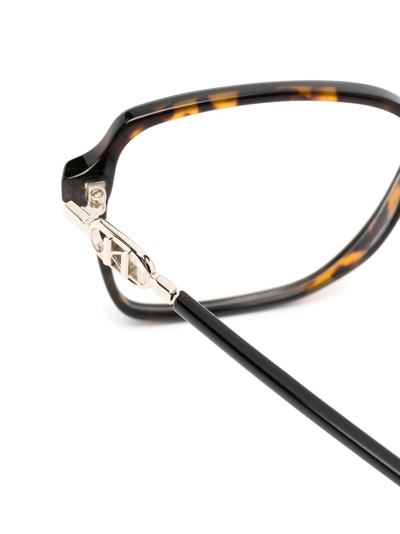 Shop Karl Lagerfeld Square-frame Tortoiseshell Glasses In 褐色