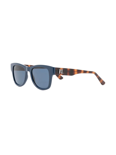 Shop Karl Lagerfeld Square-frame Tortoiseshell-effect Sunglasses In 蓝色