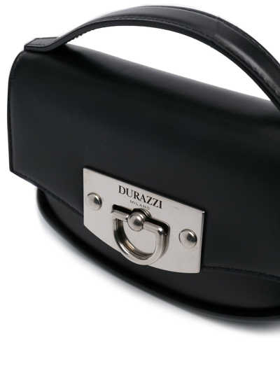 Durazzi Milano Flip-lock Leather Shoulder Bag In 黑色