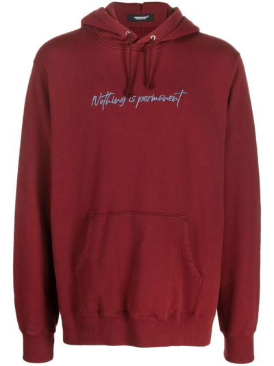 Shop Undercover Nothing Is Permanent-embroidered Hoodie In 红色
