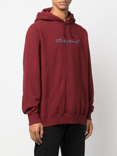Shop Undercover Nothing Is Permanent-embroidered Hoodie In 红色