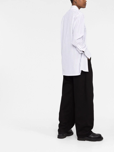 Maison Margiela Long-sleeve Pinstripe-pattern Shirt In 白色