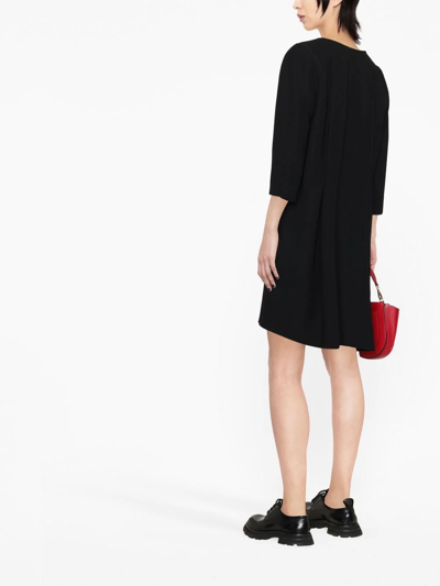 Shop Emporio Armani Round-neck Long-sleeve Dress In 黑色