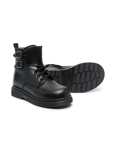 Gallucci Lace-up Leather Ankle Boots In Black