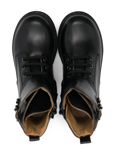 Gallucci Lace-up Leather Ankle Boots In Black