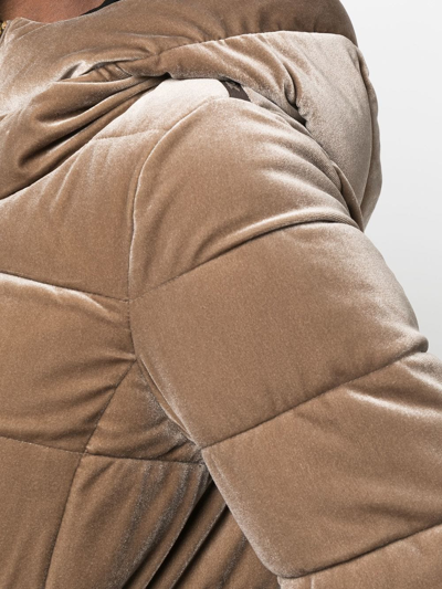 Geox Velvet-effect Padded Jacket In 褐色