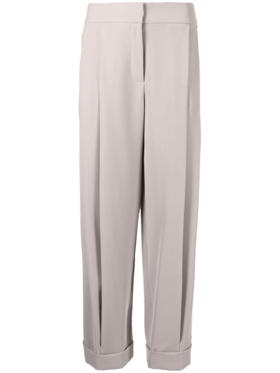 Shop Emporio Armani Pleated Straight Trousers In 中性色
