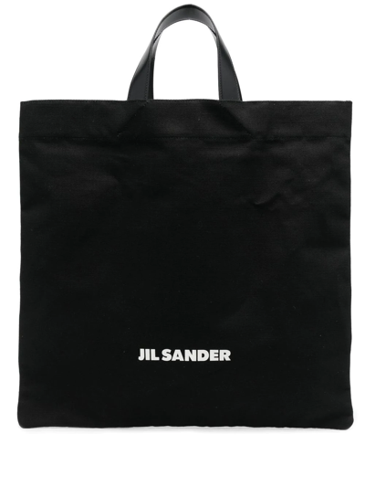 Shop Jil Sander Logo-print Tote Bag In 黑色