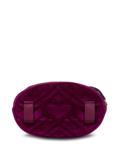 Pre-owned Gucci Marmont Double G Belt Bag In Purple