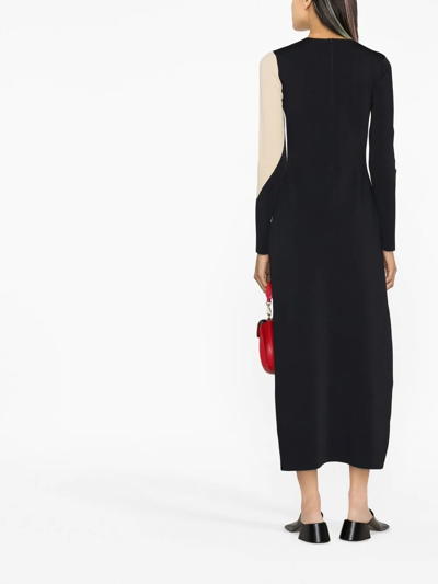 Shop Tory Burch Colour-block Midi Dress In 黑色