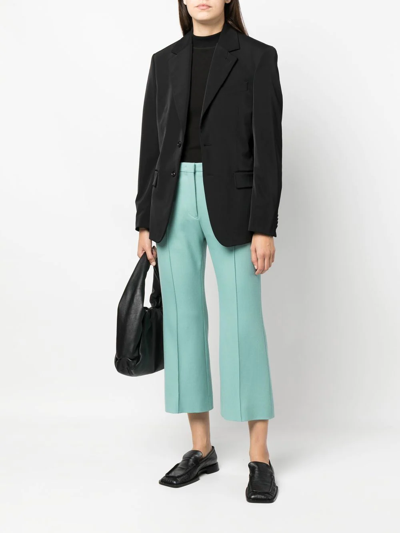 Jil Sander Cropped Mid-rise Trousers With Slit Pockets In 绿色